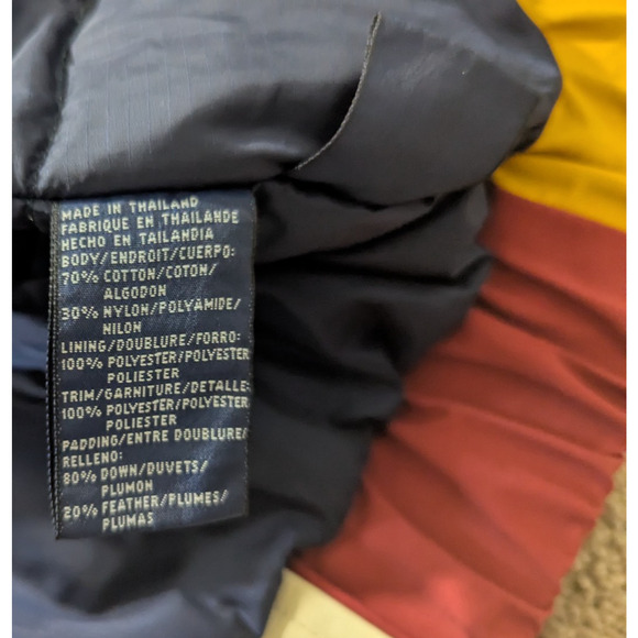 Vintage Tommy Hilfiger sz L Puffer Coat Jacket color block hoodie zips HU - Picture 13 of 14